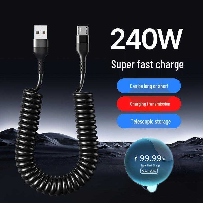 

Весенний выдвижной кабель двойного типа C на Lightning для Huawei и iPhone 16 1.0m