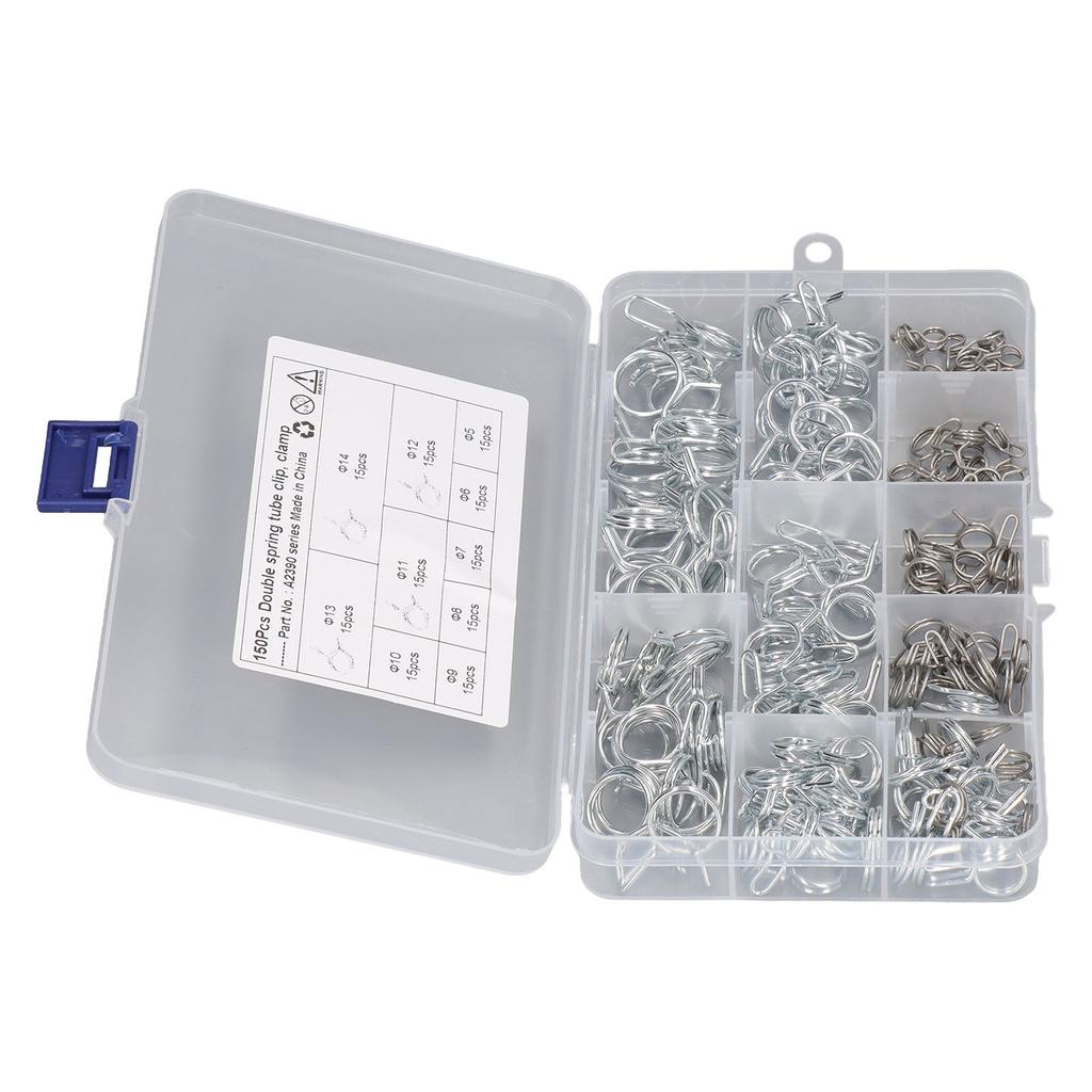 150Pcs Double Wire Spring Tube Clip High Hardness Corrosion Resistance Hose Clamp for Farm