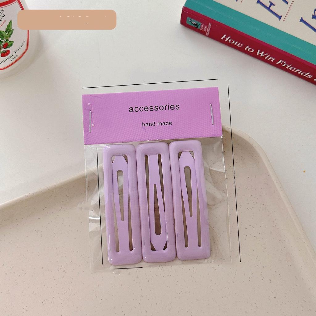 Épingles à cheveux simples givrées pour filles, 3 pièces, pinces à cheveux carrées, ovales, Triangle, pour enfants, épingles à cheveux, cliquez sur clac