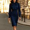 Long Sleeve Plus Size Women Casual Midi Spring Autumn Pencil Dress
