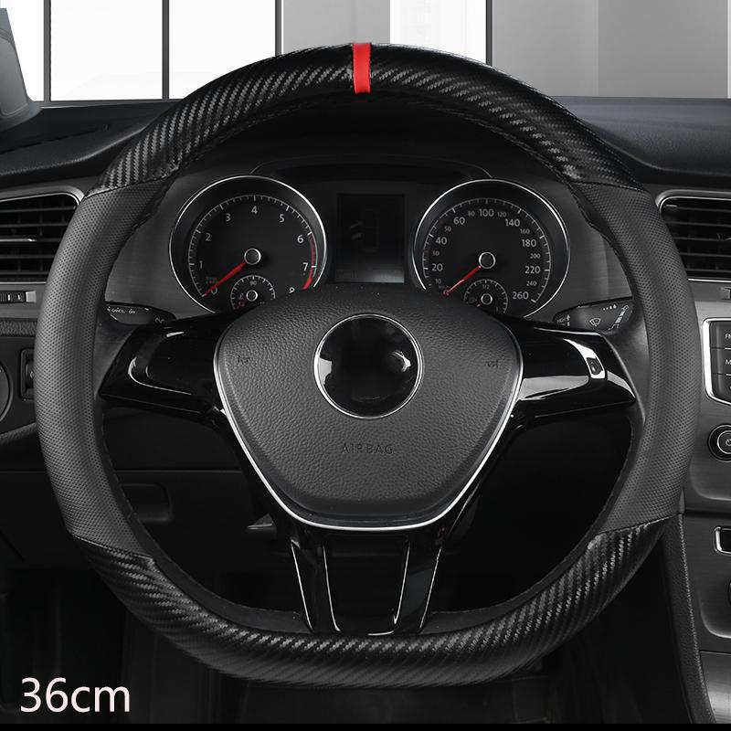 36cm Leather +Carbon Fiber Car Steering Wheel Cover Size S for Honda Civic Ciimo Jade SUZUKI Alto NISSAN Juke Auto Accessories