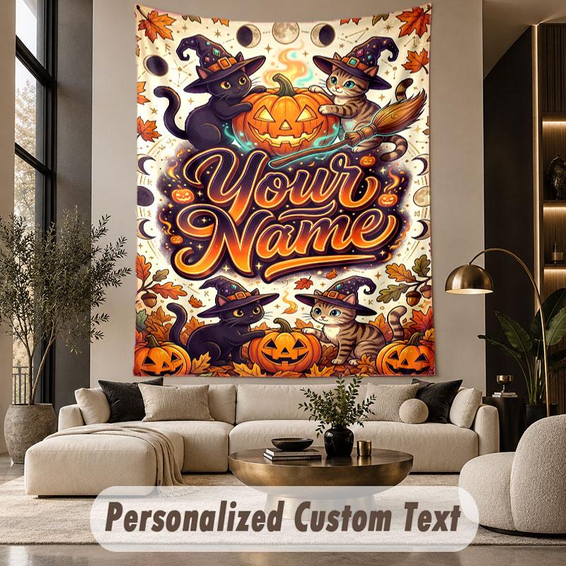 Halloween (28) Theme Custom Tapestry Personalized Custom Name Text Wall Hanging Tapestry Home Decor Background Cloth