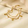 18K Gold Plated Pearl Seashell Tassel Bracelet: European & American Ocean Style, Stainless Steel, Versatile Hand Jewelry