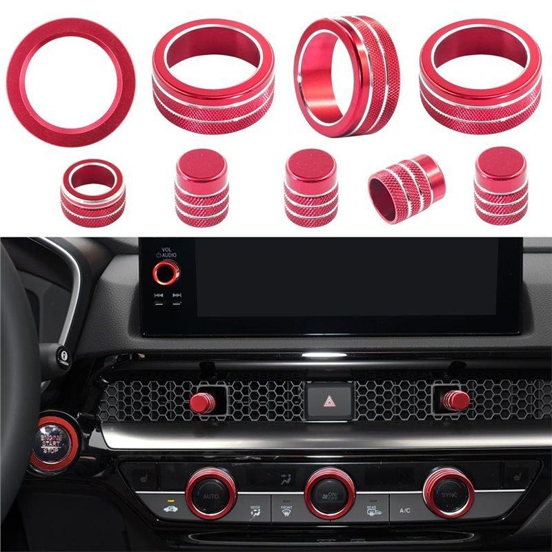 Reliable-For Honda Civic -2026,For CRV -2026 9Pcs Air Conditioning Knob Cover Start/Stop Button Ring Accessories