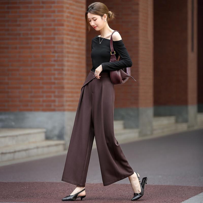 Demana Pleated Wide-Leg Casual Pants