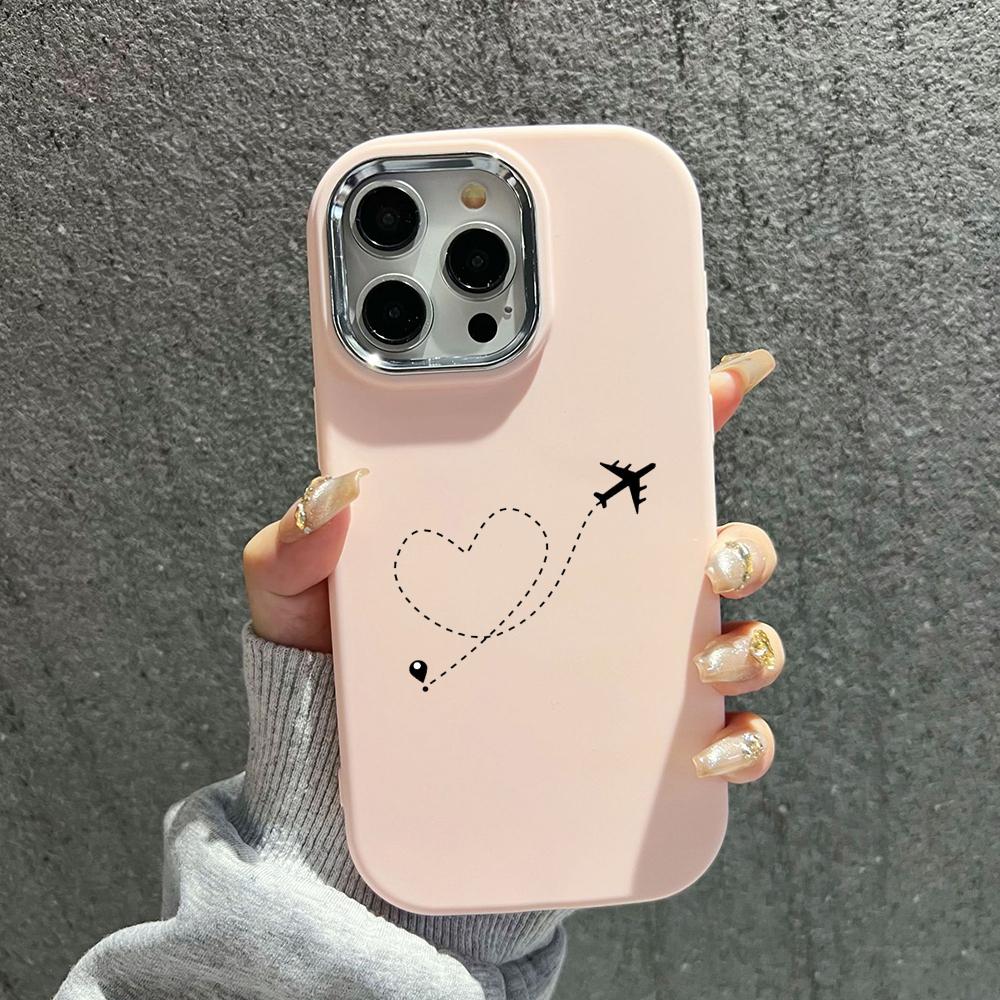 

Мягкий чехол-накладка N67 Aircraft trajectory art для Samsung S24 Ultra A54 A14 iPhone 16 Pro Max Xiaomi Redmi Note 13 Plating Frame Camera Protector Case Infinix Note 30 4G/5G