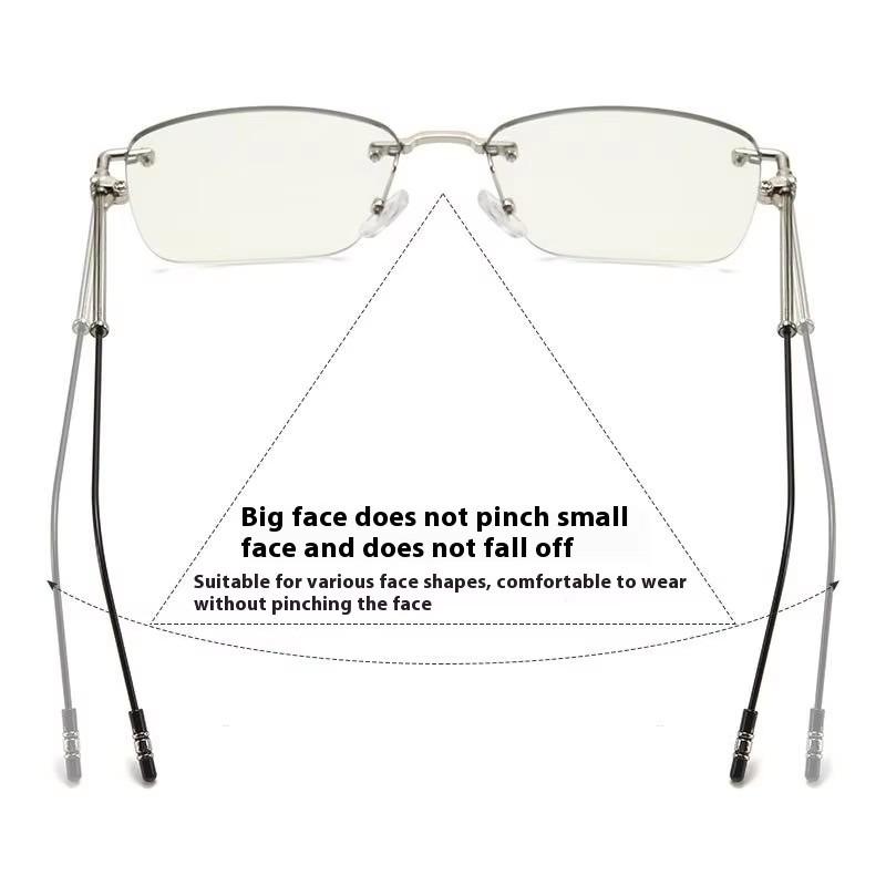 Vintage Unisex Rimless Photochromic Computer Glasses Anti-blue Light Outdoor Ultra Light Color-changing Flat Lens Eyewear