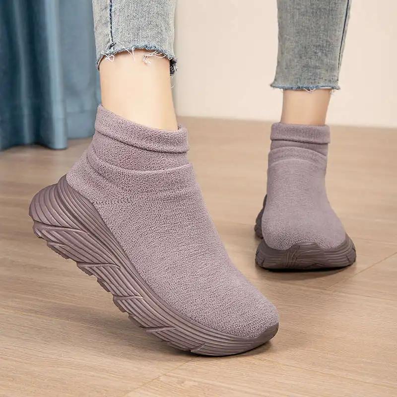 Fashion Flat Sole High Top Women's Shoes Size 33 Boots Size 44 Woman Boots Women Shoes Sneakers Sport Footwear Runings On Offer