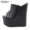 Eilyken New Summer Peep Toe Platform Wedge Women Slippers Sexy Super Heels Mules Sandals Shoes