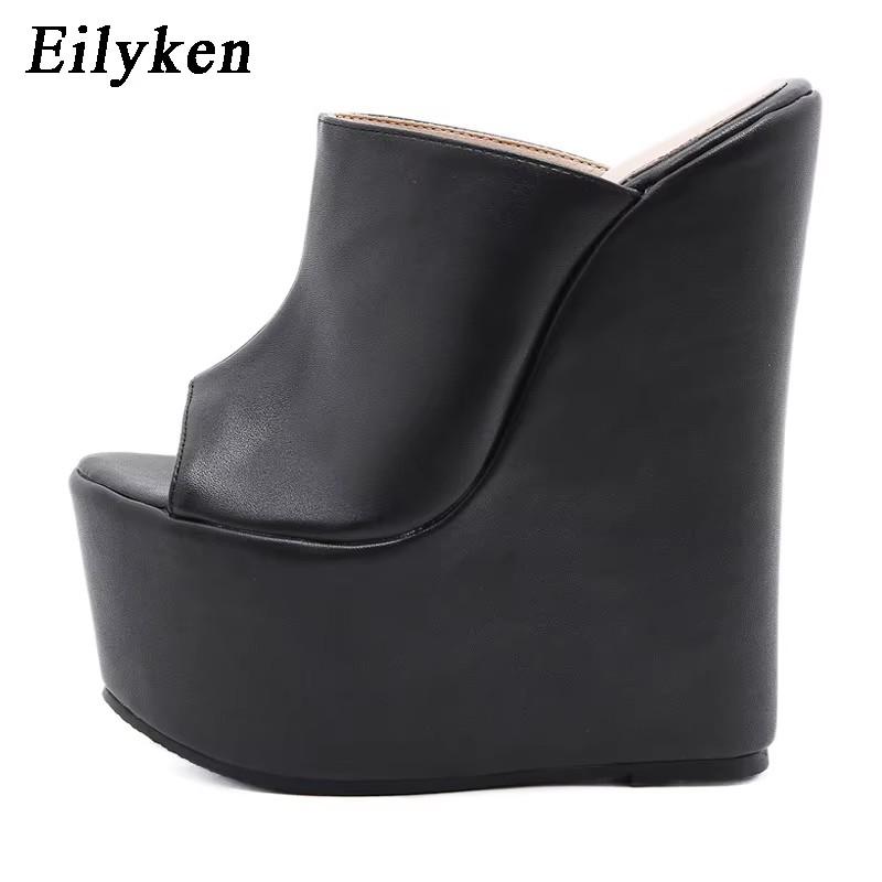 Eilyken New Summer Peep Toe Platform Wedge Women Slippers Sexy Super Heels Mules Sandals Shoes