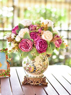Vaso Decorazione Ceramica Pianta Fiore Grande Capacità Soggiorno Composizione Floreale Stile Retrò Europeo Tavolo da Pranzo Dispositivo Floreale