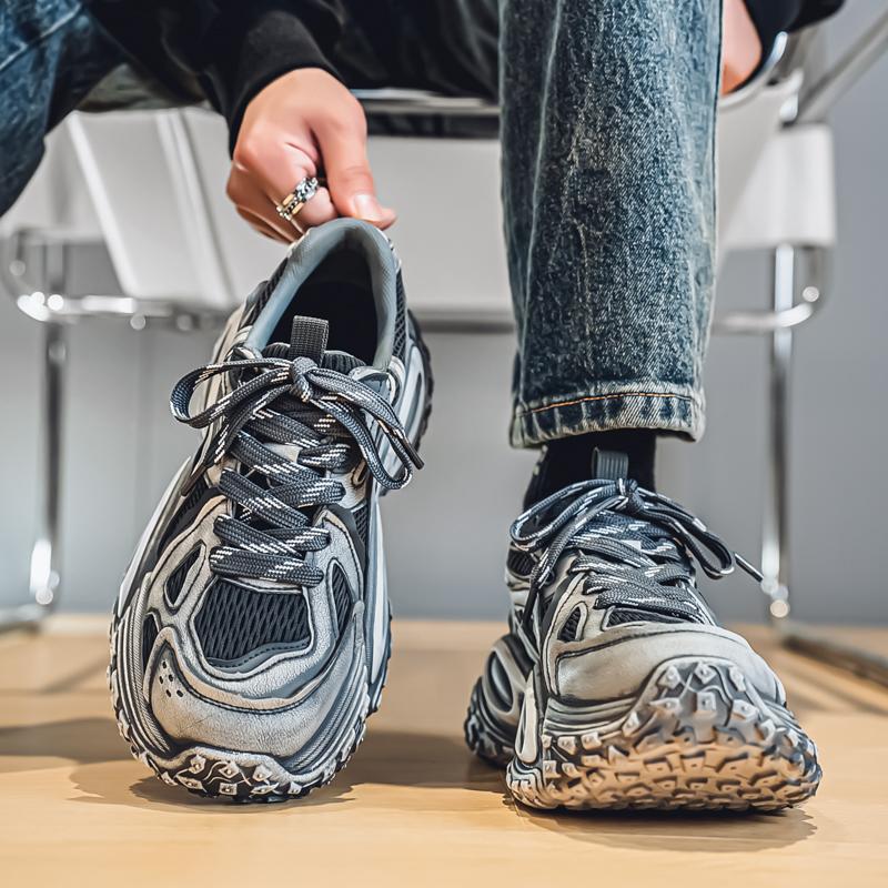 Hong Kong style new summer mesh breathable sports shoes large size tire platform dad shoes