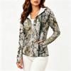 Women Lightweight Hooded Zip Up Jacket with Pockets Long Sleeve Printed Sun Protection Outerwear for Outdoor Activities