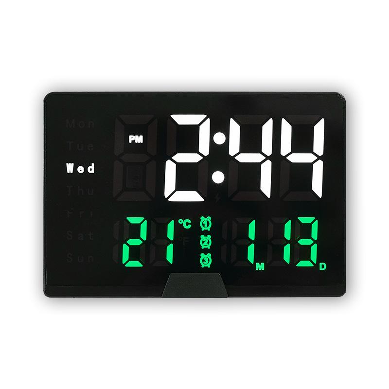Simple narrow frame LED electronic clock photosensitive bedside alarm clock large screen temperature week multifunction clock 6627