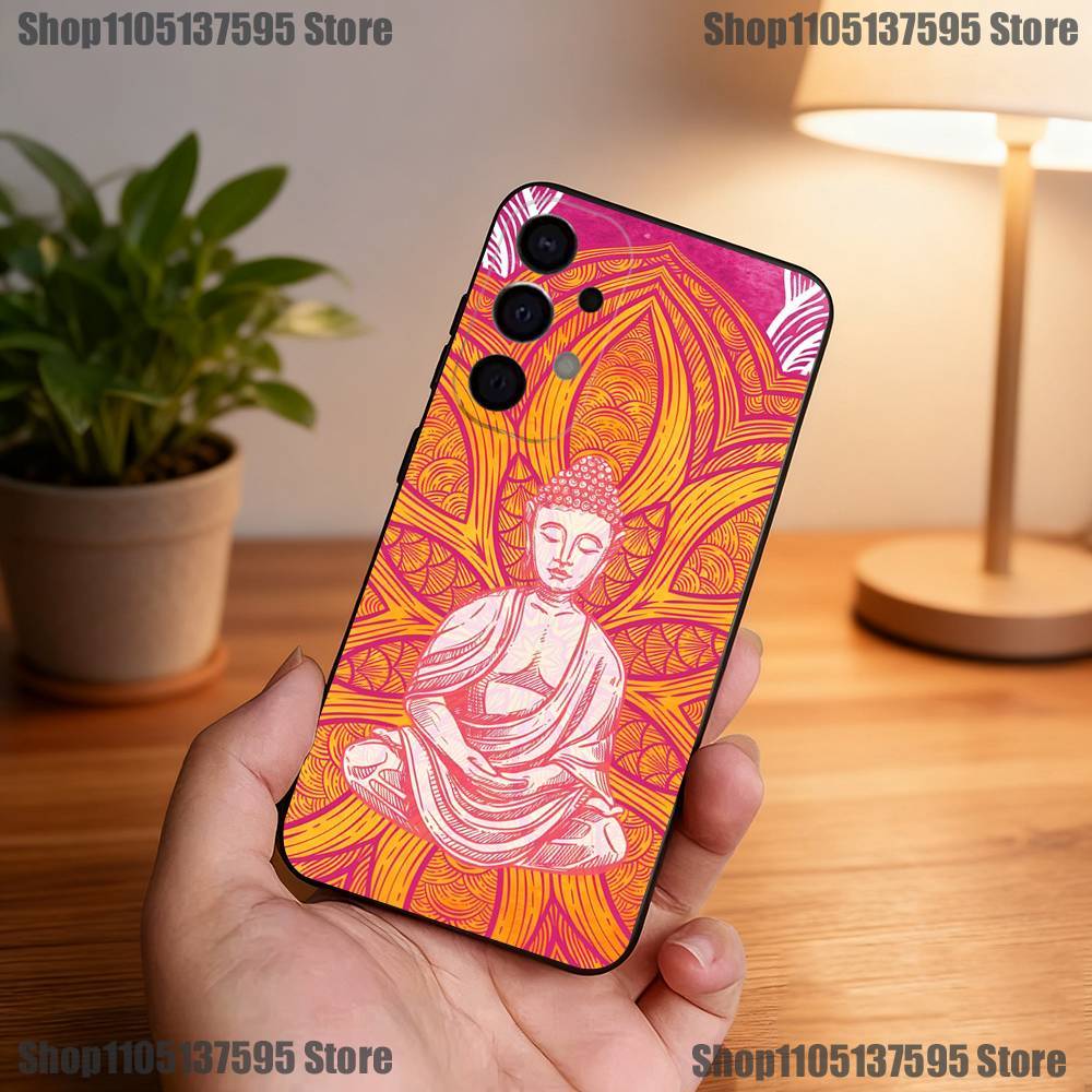 Buddha Art Pattern Phone Case For Samsung S25,S24,S21,S22,S23,S30,Ultra,S20,Plus,Fe,Lite,5G Black Cover