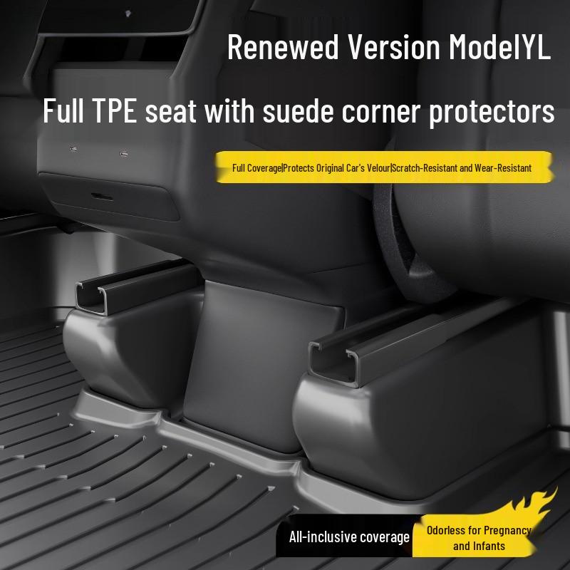 Tesla Model YL Sechs-Sitzer TPE-Schutzmatten: Vollflächige Unter-Sitz-, hintere Anti-Kratz- und Türschwellenleisten.