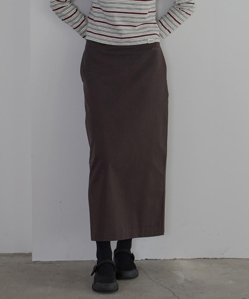 BUT'TON Standard Fit Long Skirt (Charcoal Brown)