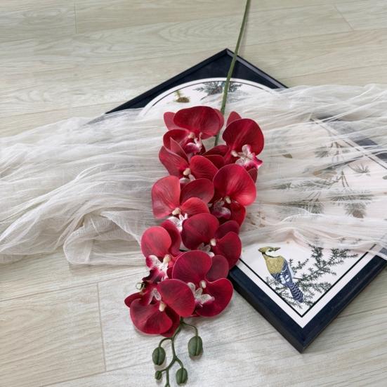 Faux Orchid Stems 39 Inch Artificial Phalaenopsis Flowers with 9 Heads Full Blooms for Valentine's Day Home Office Wedding Party Decor