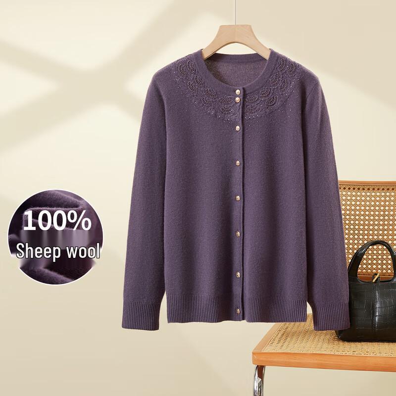 Elegant Floral Embroidered Wool Cardigan for Women