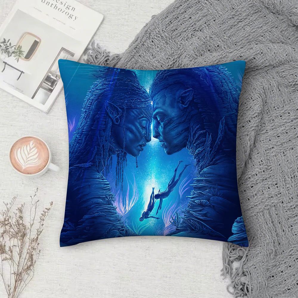 Film A-Avatar 2 Cool Pillow Case Square Double-Sided Printing Short Plush Sofa Cushion Cover Bedroom Bedside Pillow