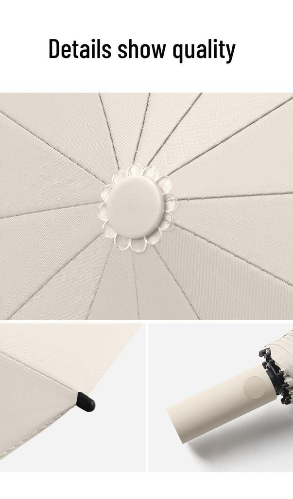 Reinforced Windproof Black Umbrella with UV Protection for All Weather Conditions