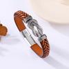 Classic Irregular Leather Bracelet for Men, Stainless Steel Magnetic Clasp Punk Style, Male Bangle Jewelry Gift