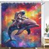 Astronaut Riding Dolphin Waterproof Mildew-Resistant Shower Curtain - Cosmic Design for a Unique Bathroom Décor Experience