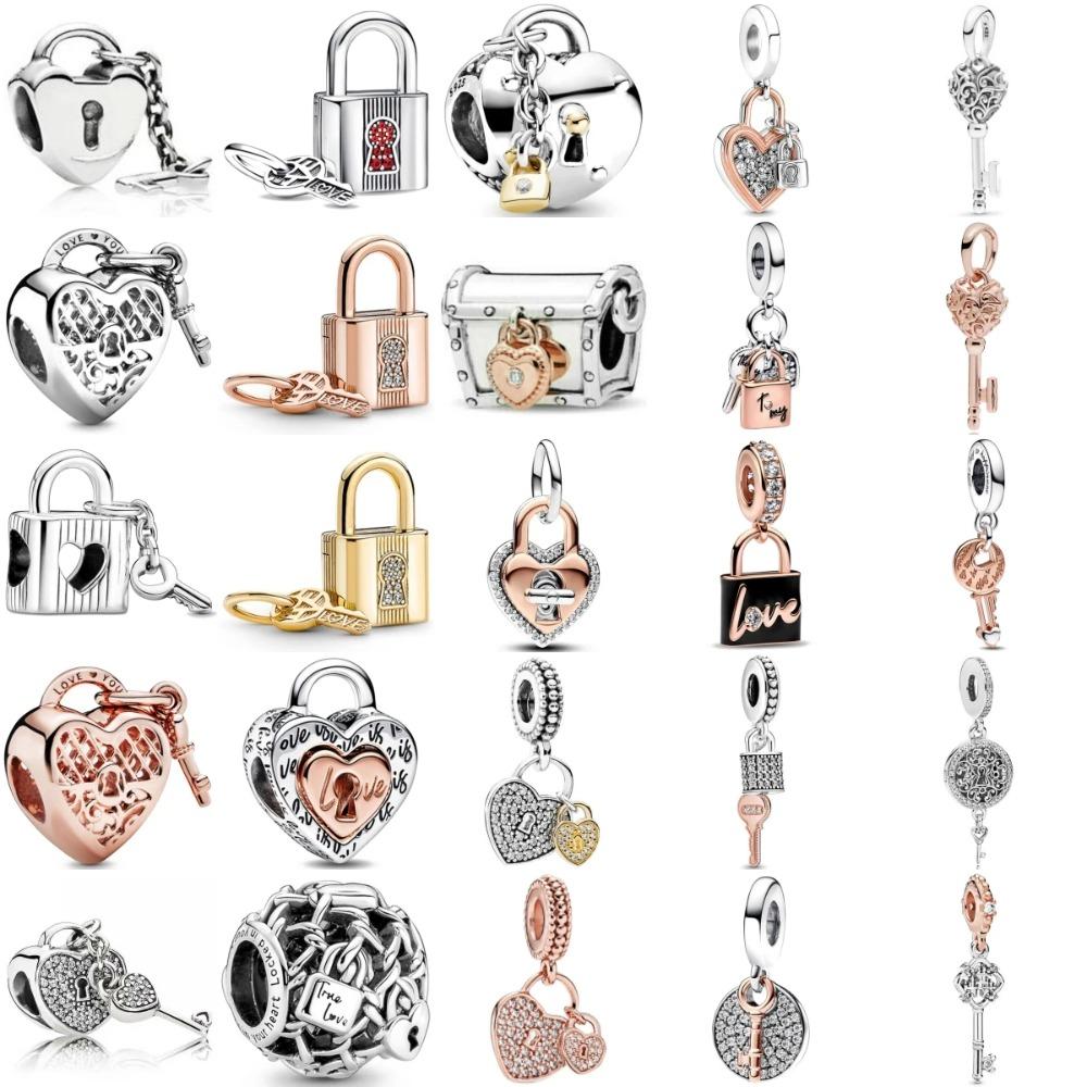 925 Silver Locks Keys Treasure Box Pendant Charm Bracelet Valentine Gift Jewelry Fashion New