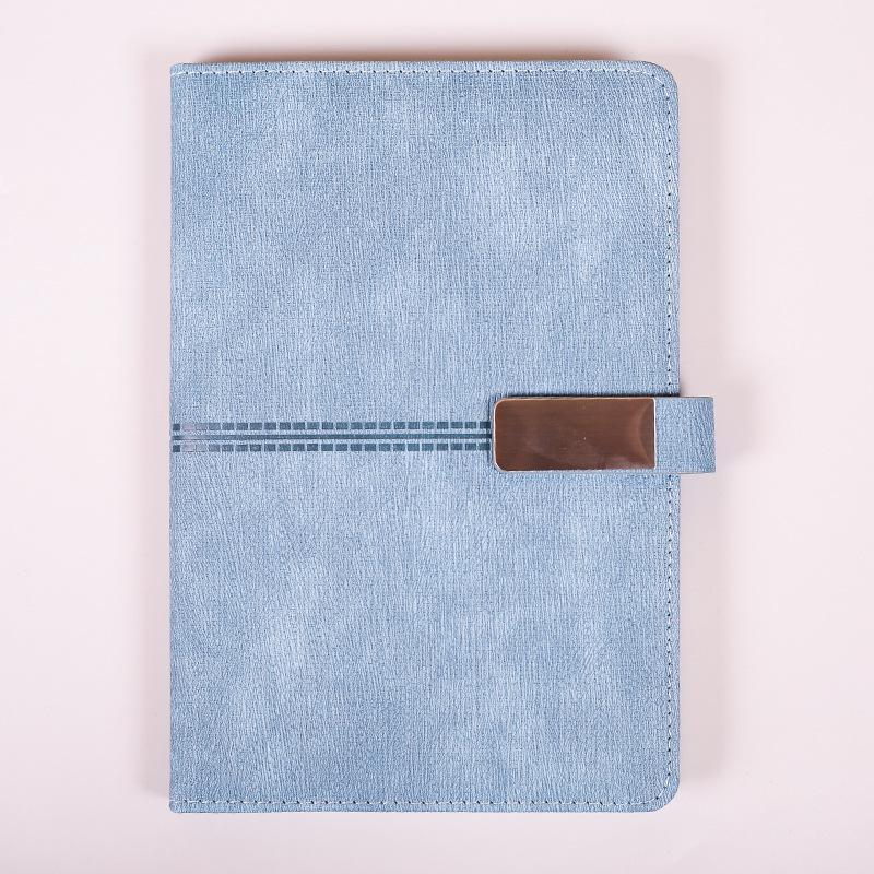 A5 Imitation Leather Creative Buckle Meeting Notepad Business Office Notebook 100 Sheets Simple Style Diary Printed