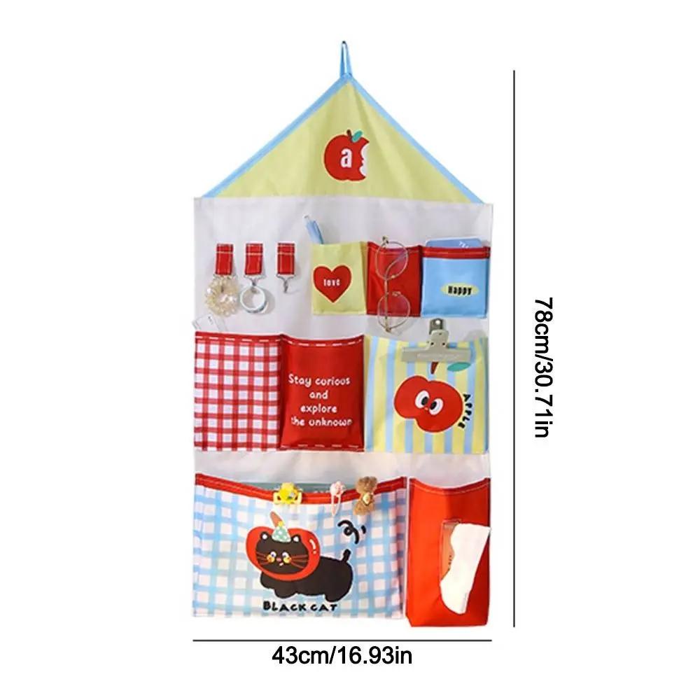 Oxford Cloth Dormitory Storage Hanging Bag Dopamine Multi-layer Underwear Storage Mesh Pouch Wall-mounted Cartoon