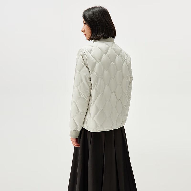 HLA Women's Baseball Collar White Duck Down Jacket
