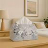 1pc Elegant Gray & White Birds & Blossoms Tissue Box Holder - Compact Portable Decorative Suitable for Home, Kitchen, Car, Tabletop - Bird-Themed Tiss