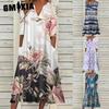 Women's Fashion Summer Spring 3/4 Sleeve V-Neck Casual Dresses