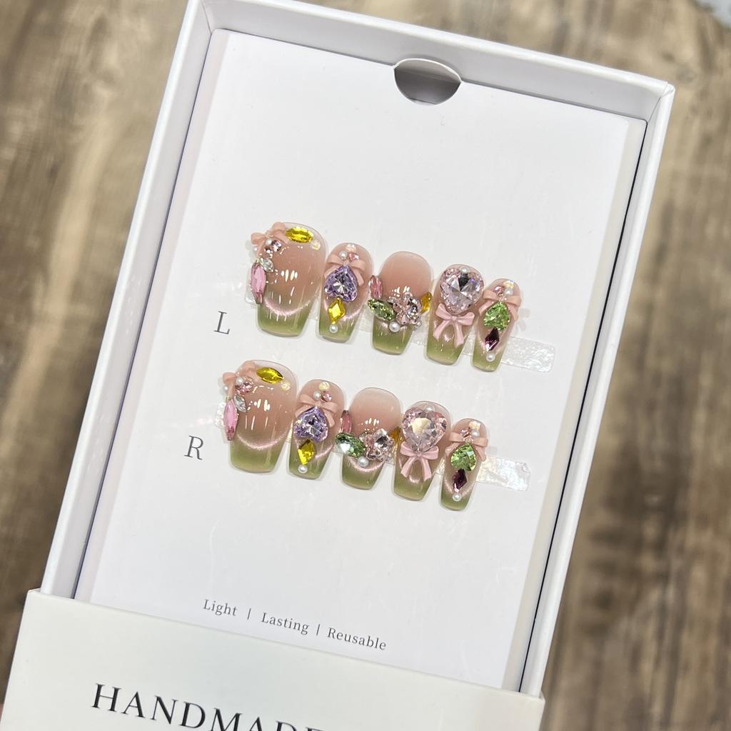 Pure Hand-wearing Armor High-end Smile French Pile Diamond Butterfly Manicure