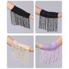 Women Latin Dance Stage Outfit Fringed Sleeves Shiny Rhinestone High Elastic Slim Fit for Dance Performance Competition Party Events