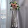 Set Of 6 Sophisticated Florals Pews Decoration with Ribbons Chair Back Ornament for Church Ceremonies and Weddings