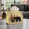 2D Flat 1pc, Tissue Box. Forest Bear Father and Son Patterned Napkin Tissue Dispenser, Reusable, Daily Desktop Tissue Storage Box, Suitable for Kitche