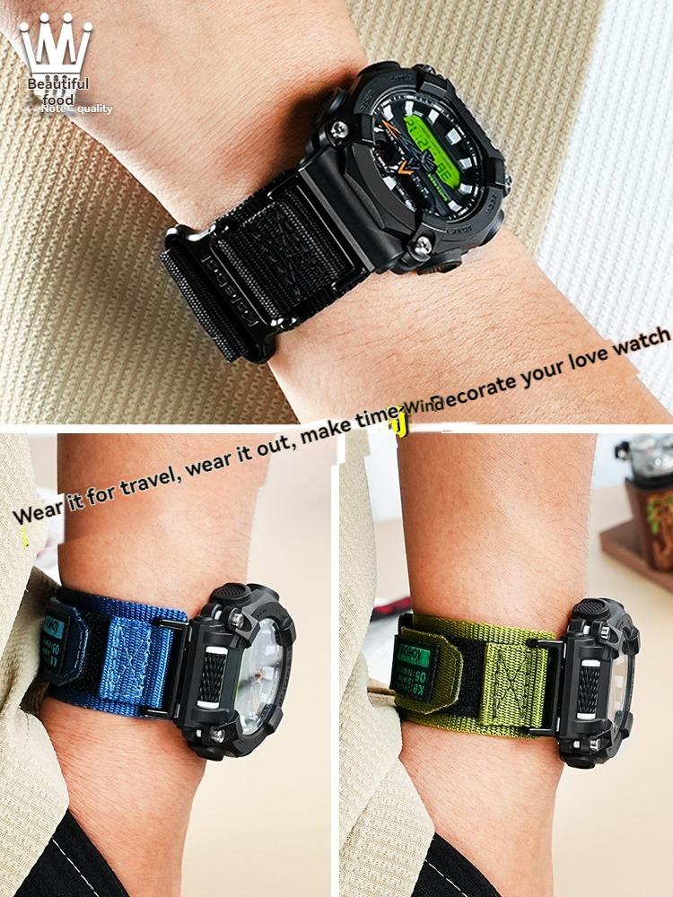 For Casio G-SHOCK Sport Watch GA-900 GA700/750 GA110GB/100/120 Black Gold Black Warrior Modified Nylon Canvas Strap Accessories