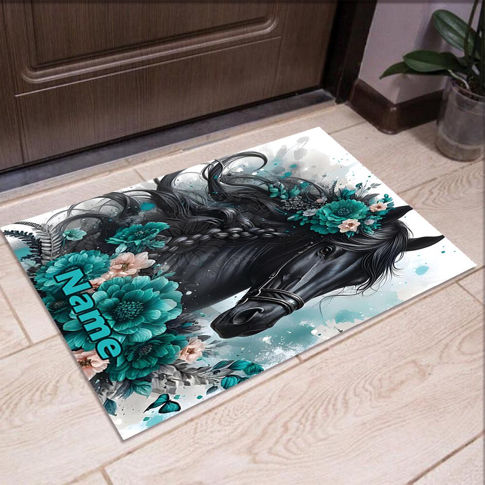Custom Name Horse Printed Carpet,Rug for Office Chair Living Room Bedroom Kitchen Room Decor Gifts.