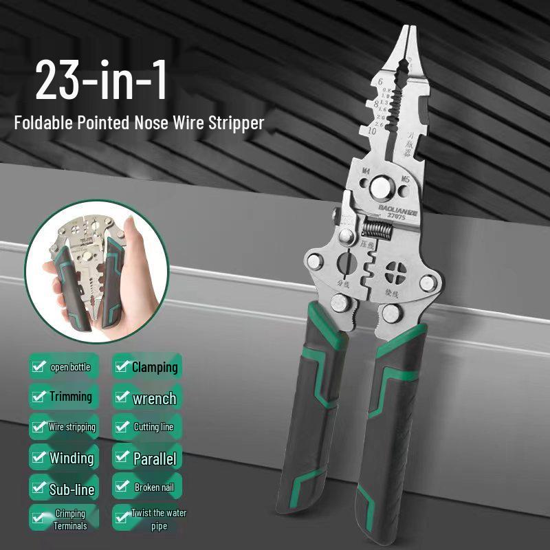 Baolian Industrial-Grade Multi-Function Wire Stripper with Foldable Pulley Design