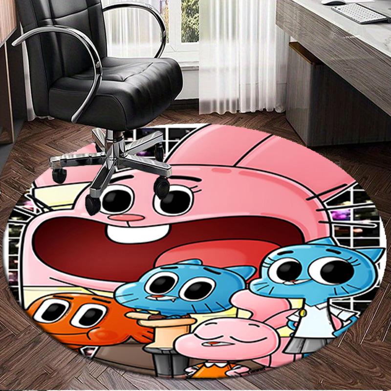 1PC Gum-ball's Amazing World Round Rug, Non-slip Chair Mat, Home Decor, Circle Carpet Perfect for Office, Bedroom, Living Room,Christmas gift