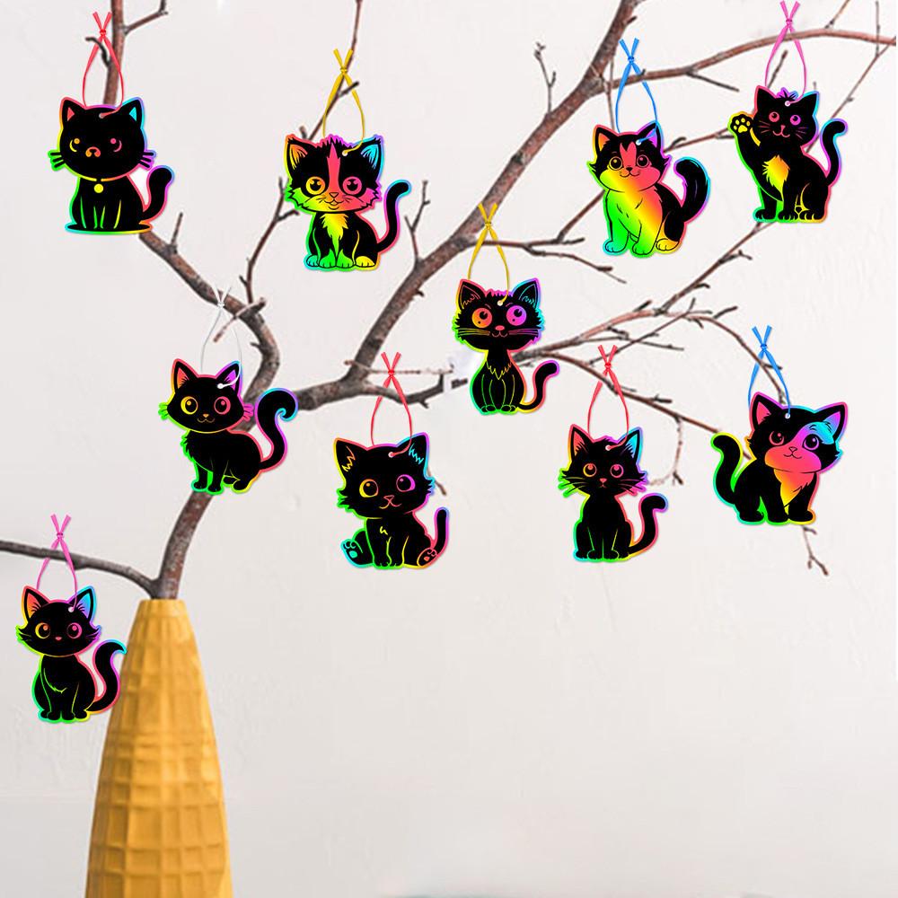 Diy Scratch Cat Card Party Decor With Colorful Hanging For Celebration Birthday