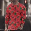 Summer Round Neck Christmas 3D Print Top Fashionable Casual Long Sleeved Men's T-shirts