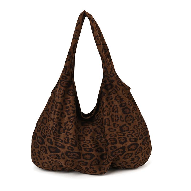 

Сумка-тоут, Сумка через плече, Сумка під пахву великої місткості, Проста плісирована сумка для щоденного використання коричневий/леопард друку кольору