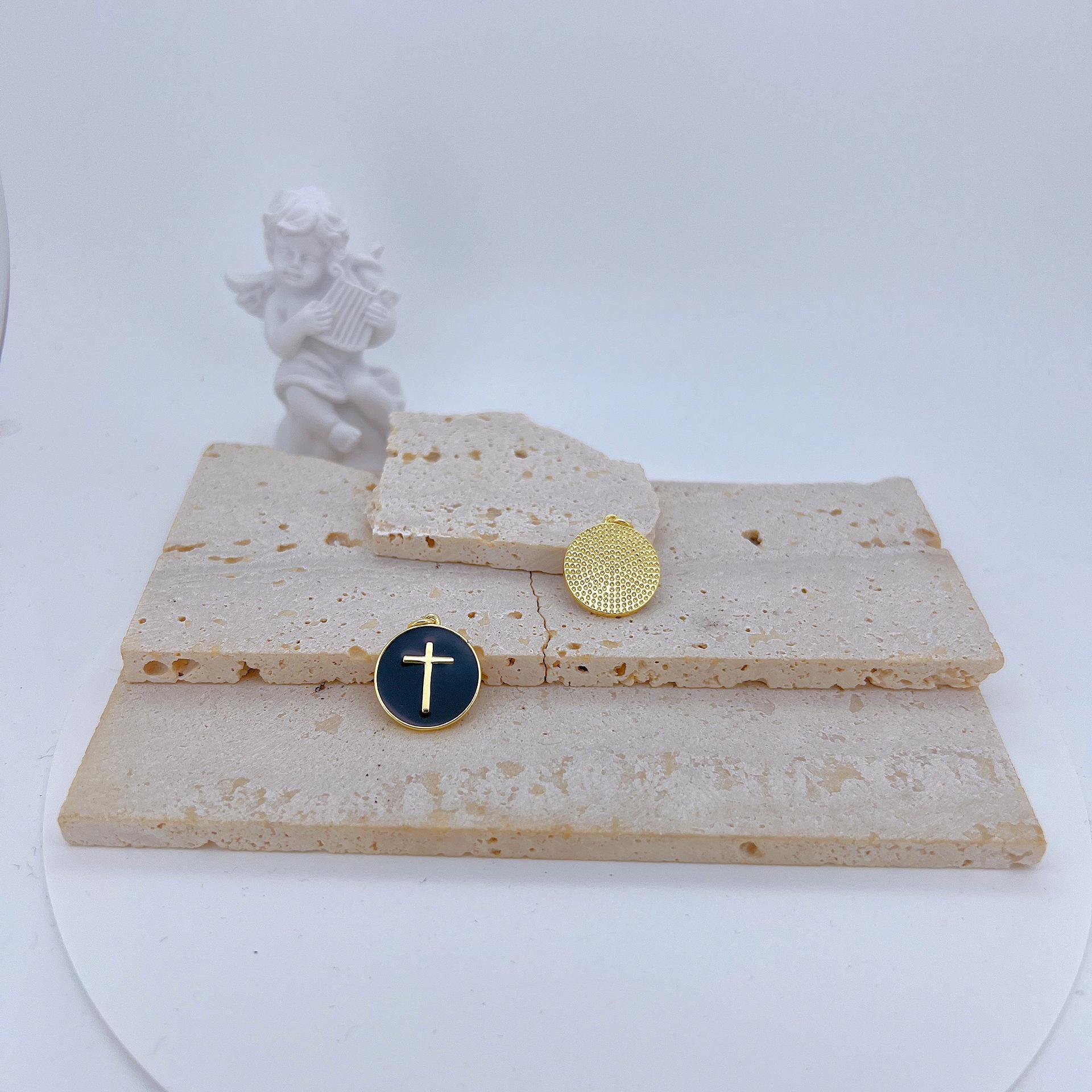 

European & American Cross Pure Copper Drip Oil Pendant Necklace for Women