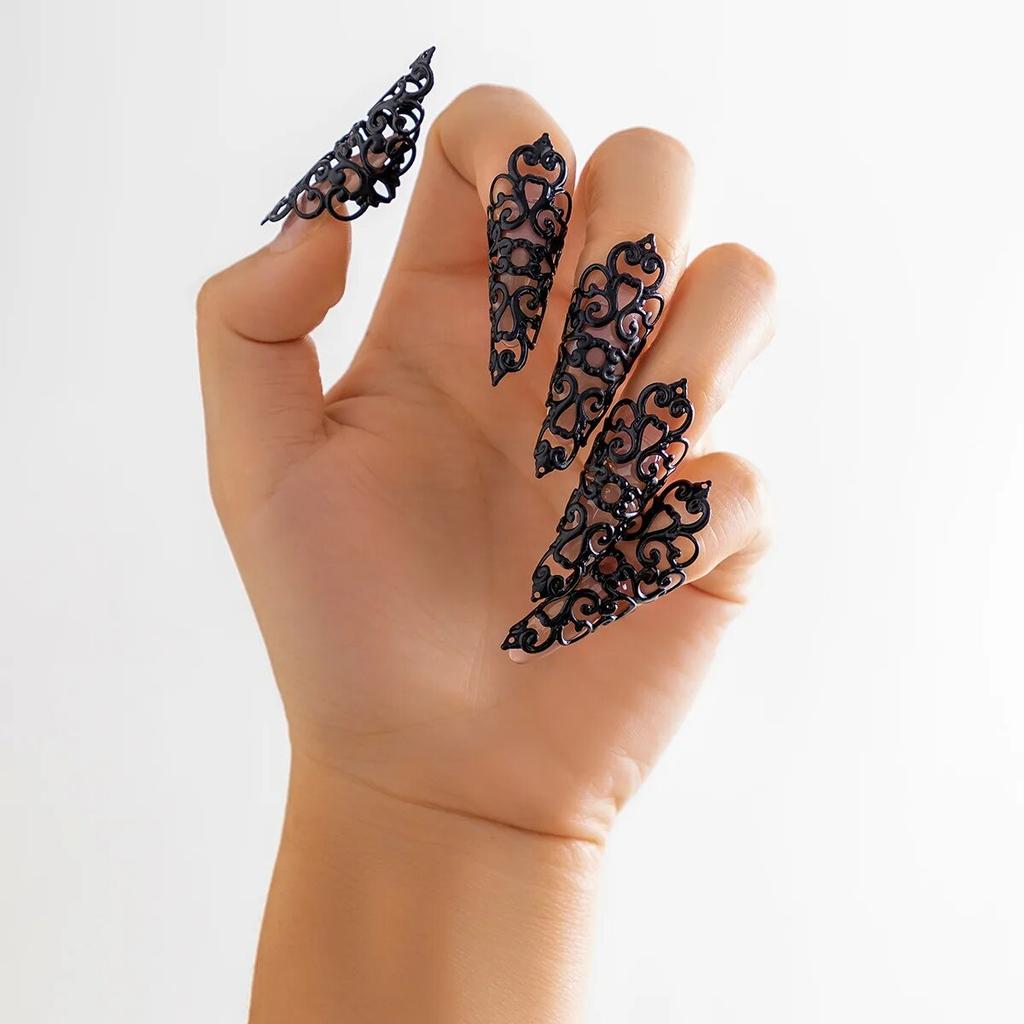 4 Pezzi Anelli Dita Regolabili Unici Stile Zingaro Dubai Dita Aperte per Donne Tendenza Vintage Punk Anello Unghia Danzatrice del Ventre Cosplay Gioielli