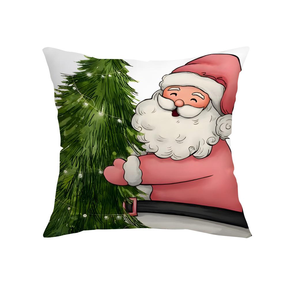 New Pink Christmas Santa Claus Digital Printed Cushion Pillowcase Holiday Decorative Pillowcase