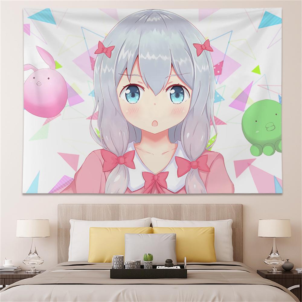 Anime Tapestry Kawaii Beautiful Girl Literature Room Decoration Wall Hanging Pink Tapestry Teen Room Background Wall Tapestry
