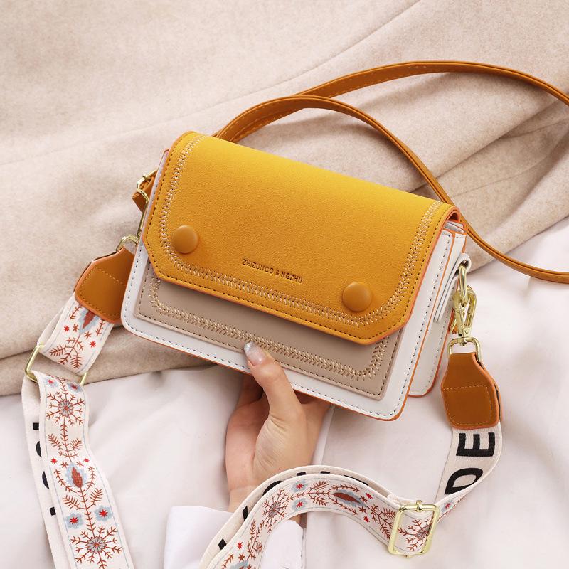 Candy color new wide and narrow shoulder straps fashionable texture small square bag women s bag