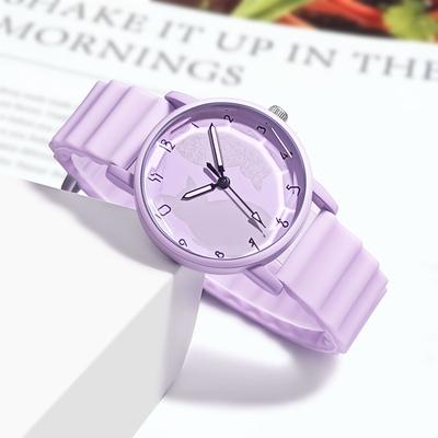 Mädchenuhr mit Katzenmuster in Gelee-Farben, Studentisch, Kreativ, Wellenförmiges Silikonarmband, Quarz-Armbanduhren für Frauen, Relogio Feminino